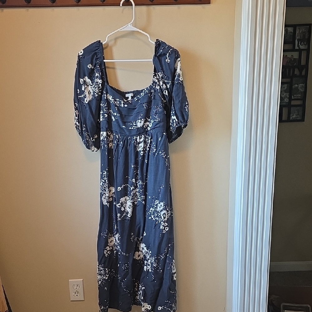 Maurices Navy Floral Long Sleeve Dress